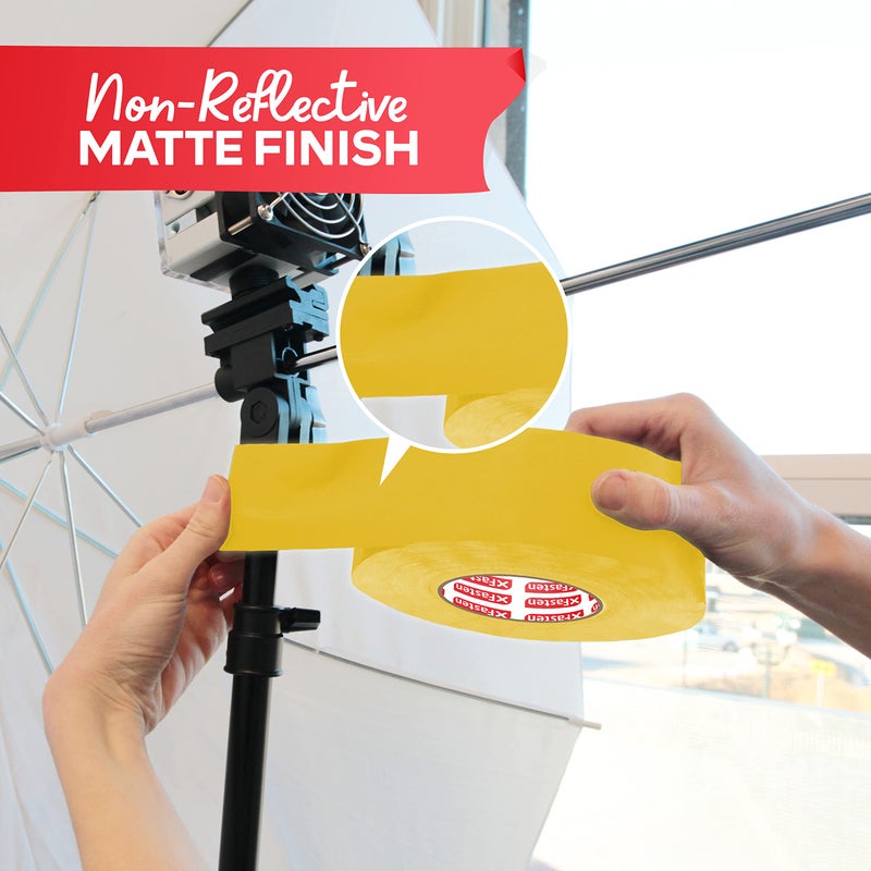 XFasten Yellow Gaffers Tape 2 Inch x 30 Yards, Cable Management Gaffer Tape, Ideal for Indoor, Outdoor Applications, Non-Reflective Matte Gaffing for Photography, Music, Film, Events - Image 3