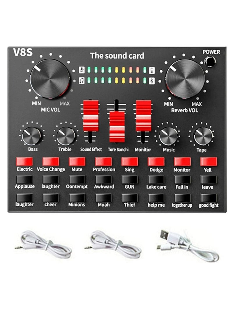 V8s External Sound Card Usb Phone Microphone For Mobile Computer Audio Interface For Online Singing Chatting Live Video Streaming Music Recording Black Black - Image 3