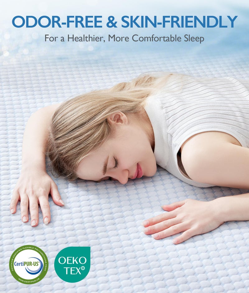 SINWEEK 3 Inch Twin XL Cooling Memory Foam Mattress Topper for Pressure Relief, Thick Bed Mattress Pad with Cooling Soft Cover and Adjustable Straps, CertiPUR-US Certified - Image 3