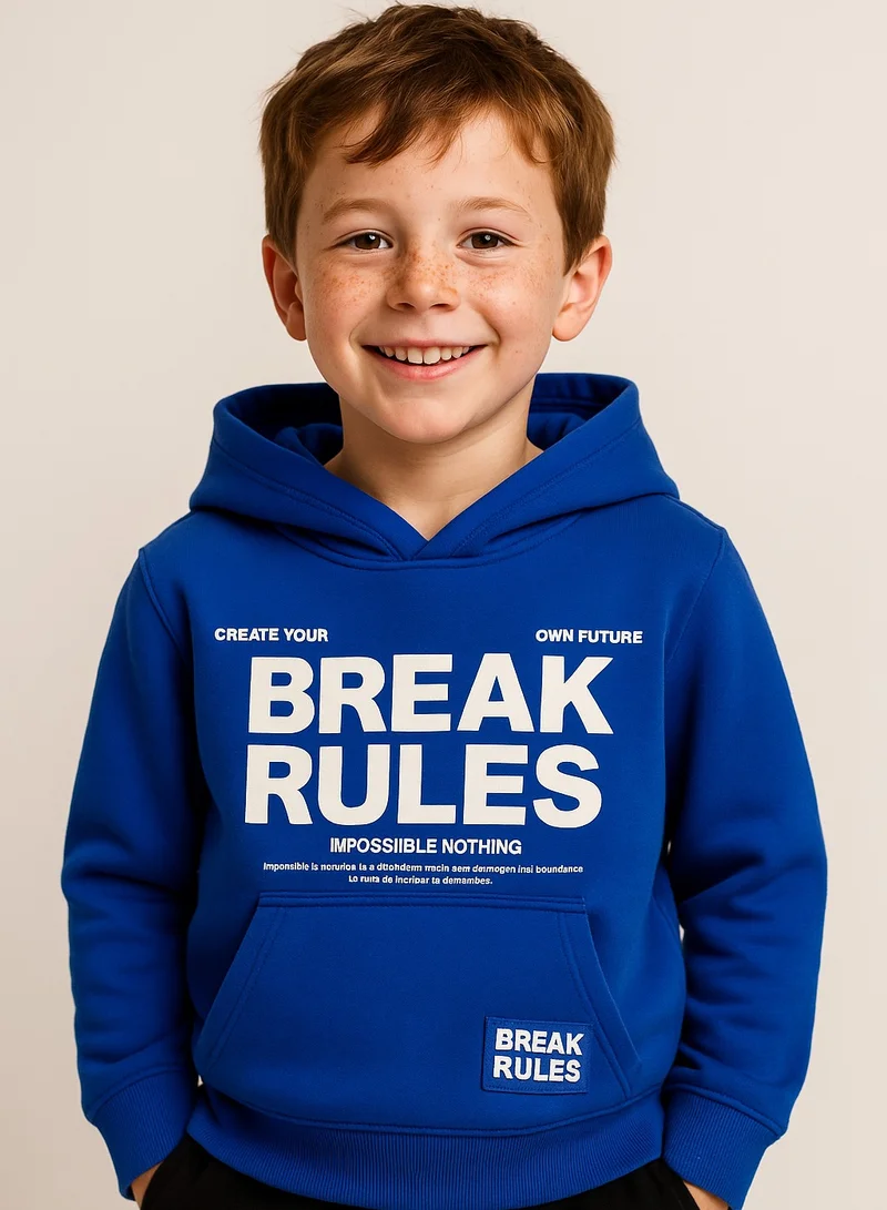 victor and jane Boys' Blue "Break Rules" Hooded Sweatshirt