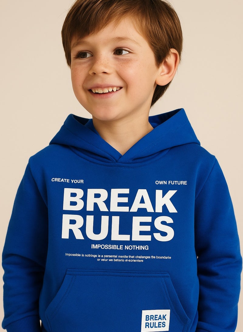 فكتور اند جين بلوزة بغطاء رأس للأولاد باللون الأزرق اكسر القواعد - Image 5