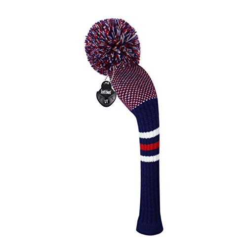 Scott Edward 1PCS Knit Pom Pom Hybrid(UT) Club Protector Golf Club Cover with Rotating Number Tags,Soft,Portable(Dots) - Image 1