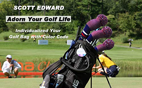 Scott Edward 1PCS Knit Pom Pom Hybrid(UT) Club Protector Golf Club Cover with Rotating Number Tags,Soft,Portable(Dots) - Image 3