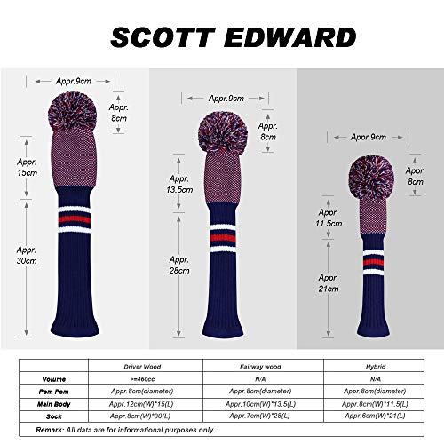 Scott Edward 1PCS Knit Pom Pom Hybrid(UT) Club Protector Golf Club Cover with Rotating Number Tags,Soft,Portable(Dots) - Image 4