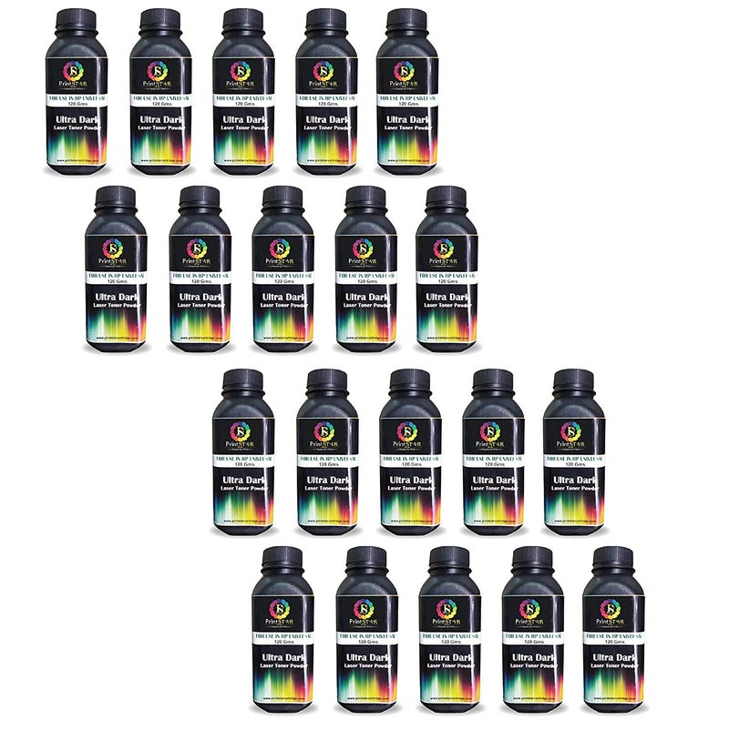 Print Star Ultra Dark Toner Powder for HP 12A / 15A / 49A / 53A Canon FX9 Toner Cartridge Pack of 20 Single Color Toner (Black) - Image 1