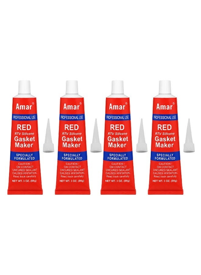 4 PCS Red RTV Silicone Gasket Maker 85g High Temperature Sealant for Engine Auto Repair ERPC5460 - Image 1