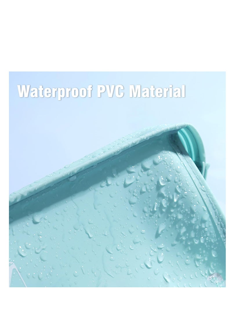 SOLARAE 2 Packs Cosmetic Bag Toiletry bag, PVC Toiletry Pouch Portable Travel Makeup Organizer with Handle, Travel Organizer for Toiletries, Water-resistant Travel Essentials for women and Girls(Blue) - Image 5