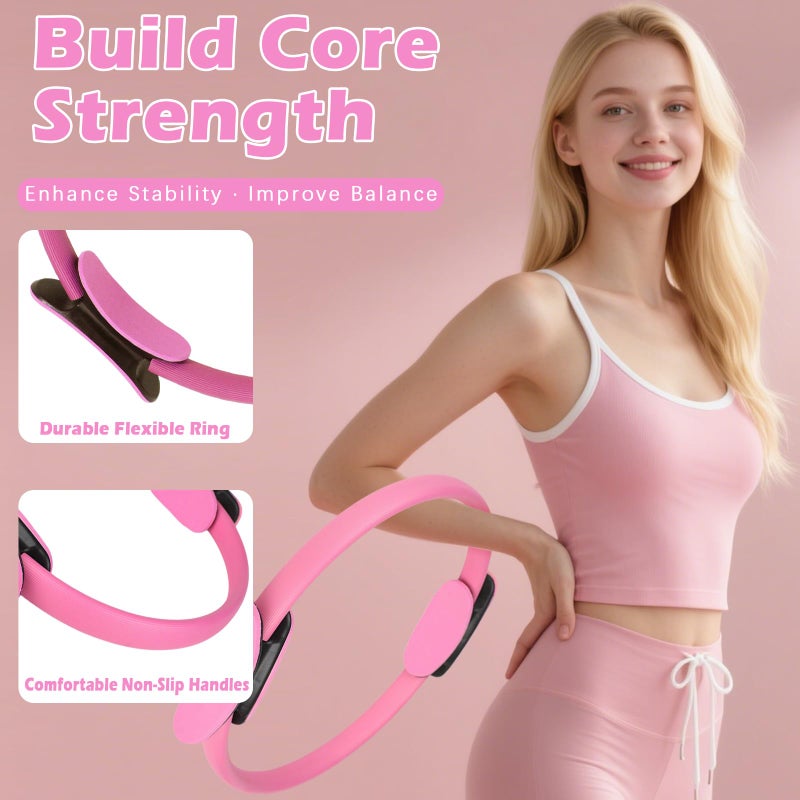 VIOXIA Pilates Kit for Home Workouts â€“ Pilates Equipment Set with Ring, Ball, Resistance Bands, Pilates Accessories, Pilates Essentials Kit for Women, Pilates Sets for Home Exerciseï¼ˆPinkï¼‰ - Image 3