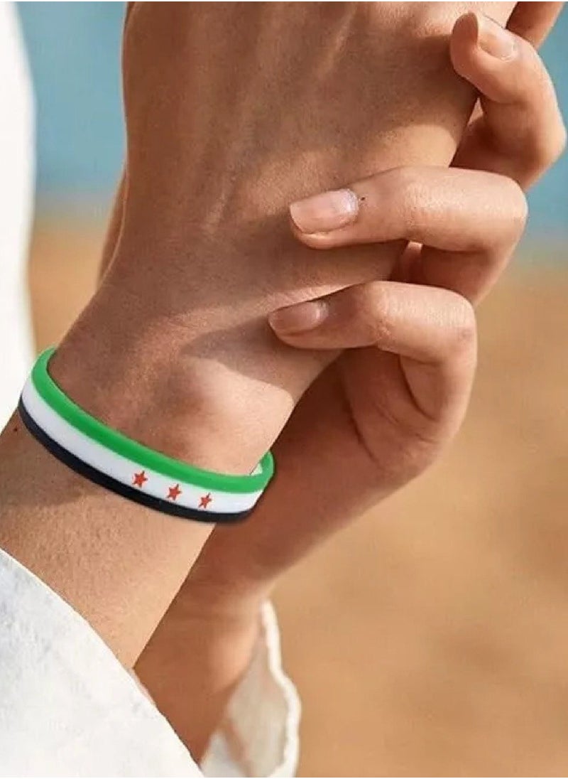 971MEDIA Syria Flag Silicone Rubber x 2Pcs - Wristbands Sport Wrist Band Bracelet for Women Men  - Image 4