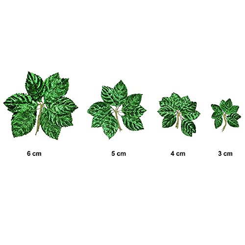Prokart Flower Making Velvet Leaves with Stem : Size - 4cm : Pack of 24pcs - Image 3