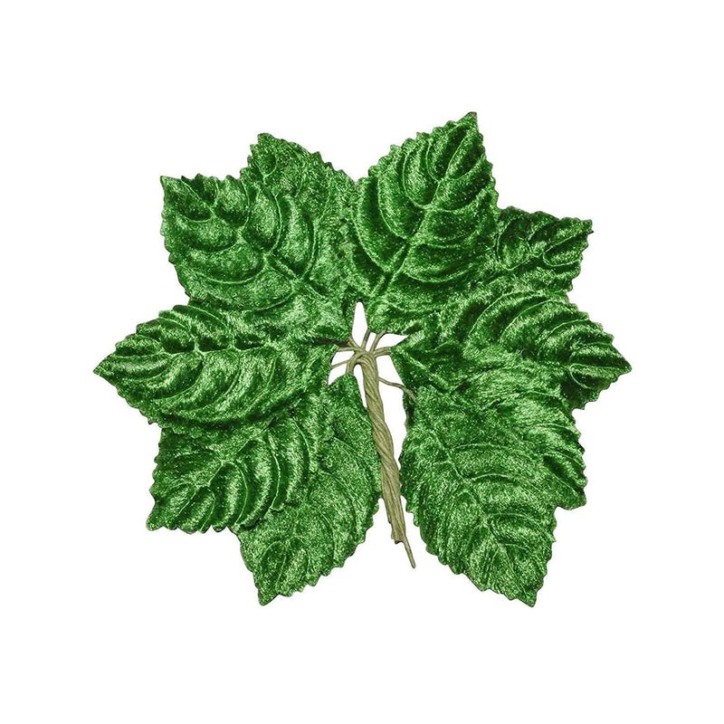Prokart Flower Making Velvet Leaves with Stem : Size - 4cm : Pack of 24pcs - Image 5