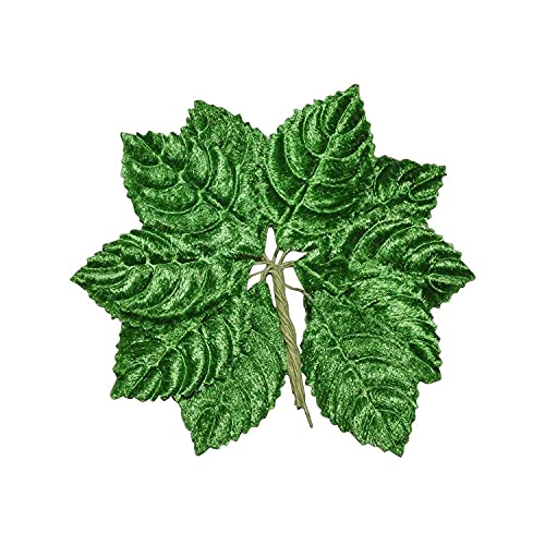 Prokart Flower Making Velvet Leaves with Stem : Size - 4cm : Pack of 24pcs - Image 1