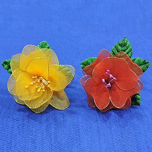 Prokart Flower Making Velvet Leaves with Stem : Size - 4cm : Pack of 24pcs - Image 4