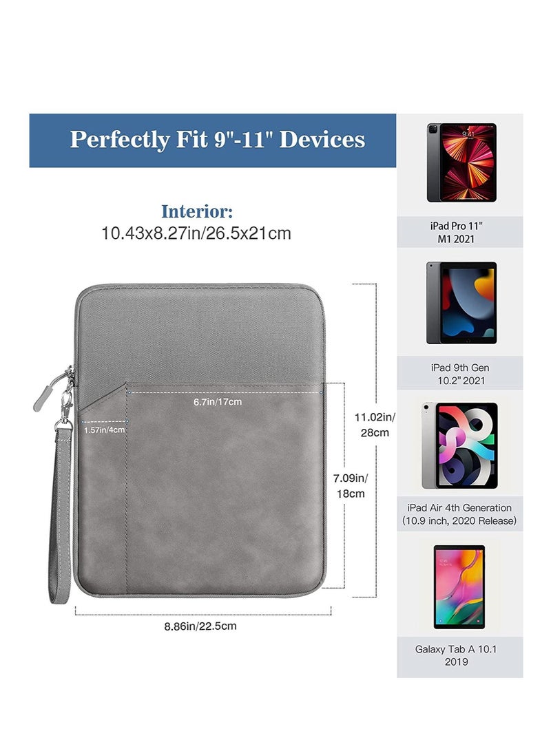 Tablet Sleeve Case Compatible with iPad 10th 10.9 inch 2022 / iPad Air 5th 10.9 / iPad Pro 11 M2 / iPad 9/8/7 10.2 / iPad Air 4 10.9/Air 3 10.5 / iPad 9.7 Polyester Vertical Bag Gray - Image 2