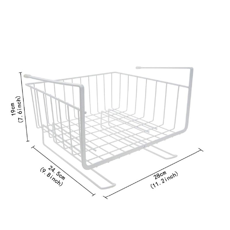 Bianco 12" Multifunctional Storage Basket Kitchen Storage Rack Under Cabinet Storage Shelf Basket Wire Rack Organizer Storage (White, Pack of 1) - Image 3