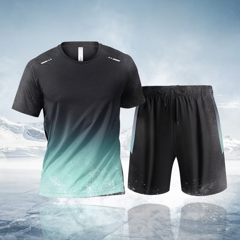 Mens Ice Silk Breathable Sports Tee Summer Green  - Image 1