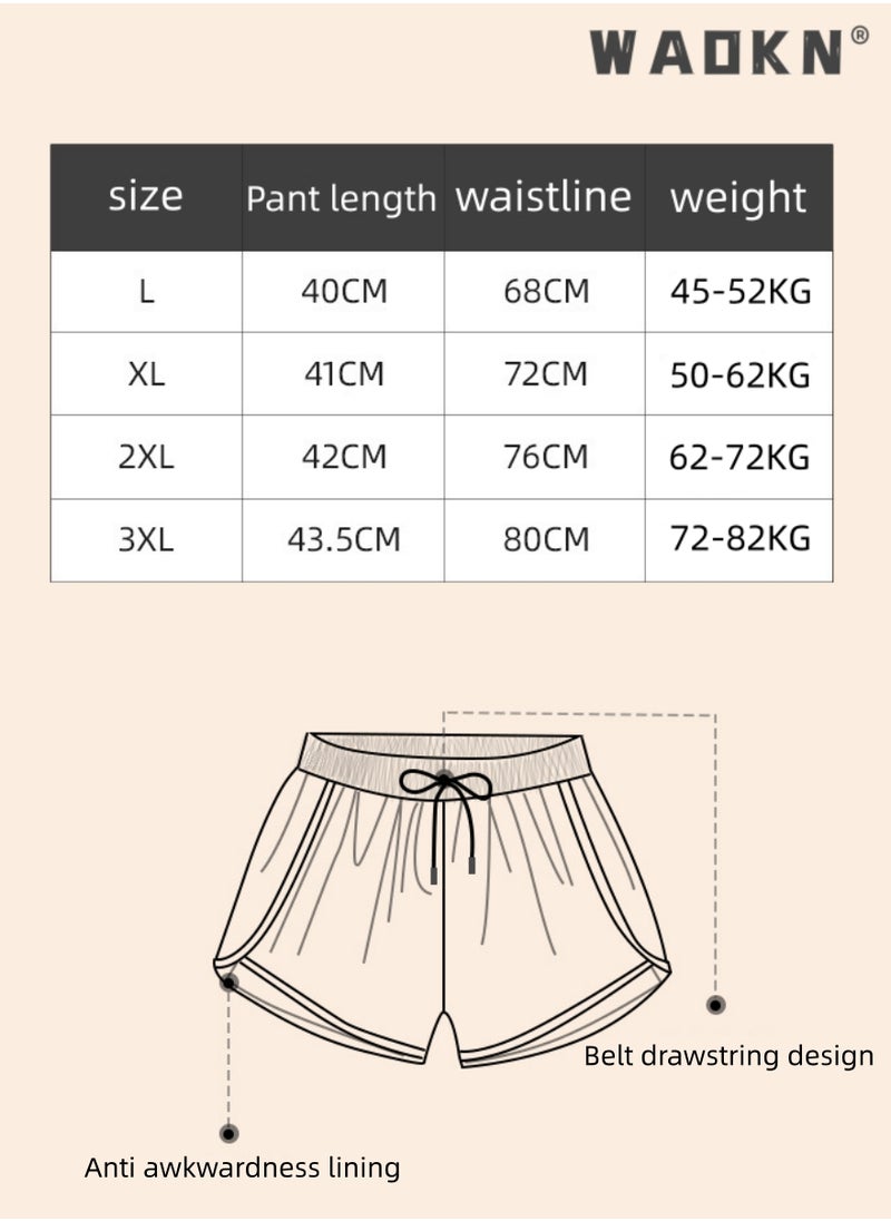 WAOKN Five-Point Sports Shorts Fake Two-Piece Quick Drying Double Layer Basketball Pants Anti-Light Running Fitness Comfortable Outdoor Sports Cropped Breathable Fabric Quick Drying Beach Pants Summer  - Image 3