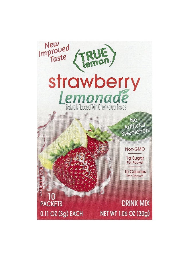 True Citrus True Citrus, True Lemon®, Strawberry Lemonade, 10 Packets, 0.11 oz (3 g) Each  - Image 1