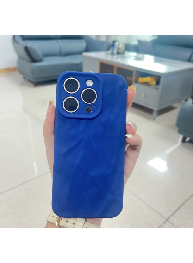 NIBEMINENT Matte Pleat Protective TPU Case Cover For iPhone 15 Pro, Blue