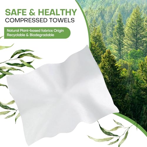 fancyou Disposable Face Towel for Travel 300 Pcs, Thicken 100% Cotton Compressed Towels, Compact Mini Coin Tissue Eco-Friendly Clean Washcloths, Portable Facial Towels for Beauty Gym Home Use (Green) - Image 2