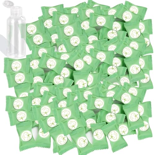 fancyou Disposable Face Towel for Travel 300 Pcs, Thicken 100% Cotton Compressed Towels, Compact Mini Coin Tissue Eco-Friendly Clean Washcloths, Portable Facial Towels for Beauty Gym Home Use (Green) - Image 1