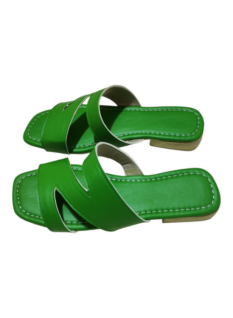 Karisma Flat Squared Toe Slippers With Three Strap Cut Design - Image 2