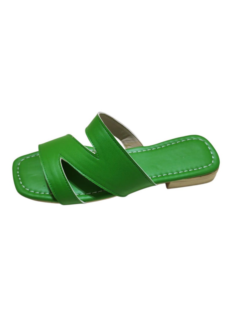 Karisma Flat Squared Toe Slippers With Three Strap Cut Design - Image 3