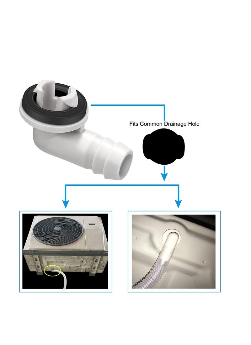 SYOSI - 4Pcs Air Conditioner Drain Hose Elbow Fitting Connector with Rubber Ring Fit for Mini Split AC Unit and Window Air Conditioning Unit AC Drain Hose Adapter 0.6 Inch 15mm - Image 1