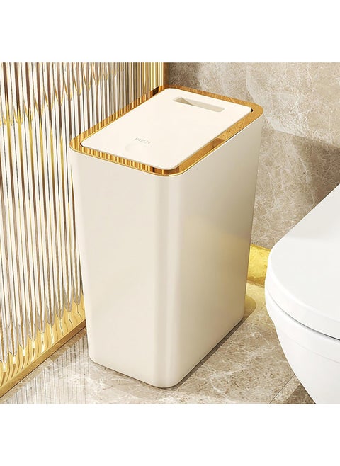 Trash Can with Lid, Garbage Can, Trashcan with Lid, Multipurpose Trash Bin with Lid, Easy Clean Wastebasket for Home, Kitchen, Bedroom, Office, Under Desk Prime, White