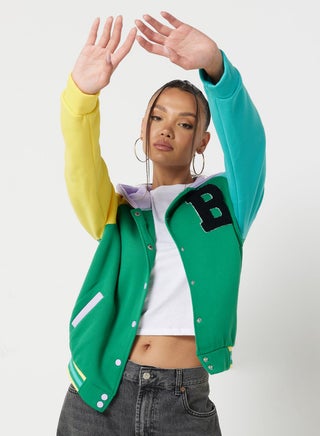 Hooded Varsity Bomber Jacket