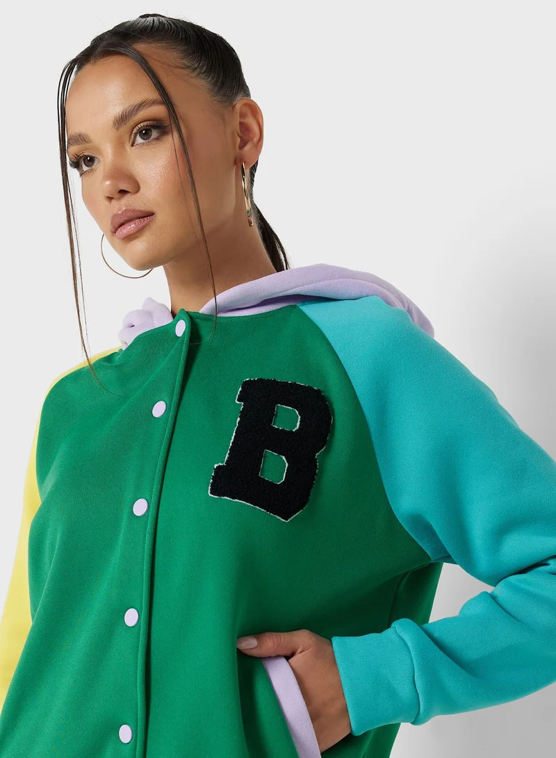 Ginger Hooded Varsity Bomber Jacket