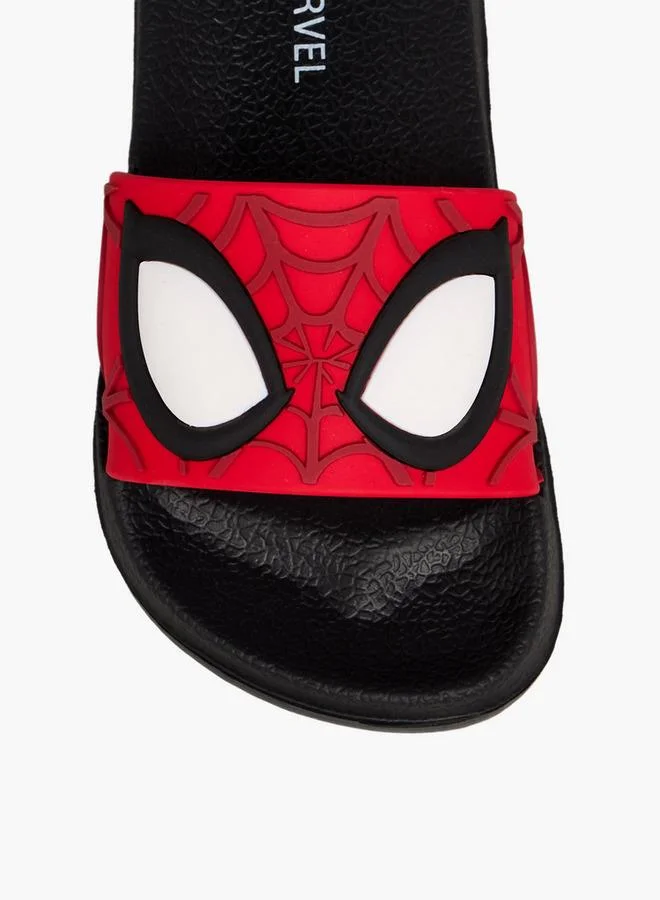 MARVEL BLACK Boys Spider-Man Embossed Slides for Men | Best Price UAE