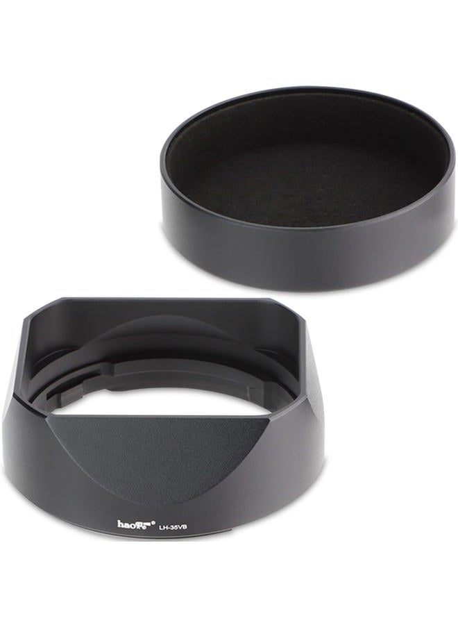 Haoge Lens Hood Metal Square Bayonet for Fujifilm XF35mmF2 R WR, XF23mmF2 R WR XC 35mm F2, Fuji 35mm F2, 23mm F2 Lens Hood, with Metal Front Cap, Replaces Fujifilm LH-XF35-2 LH XF35 2 Hood Shade - Image 1