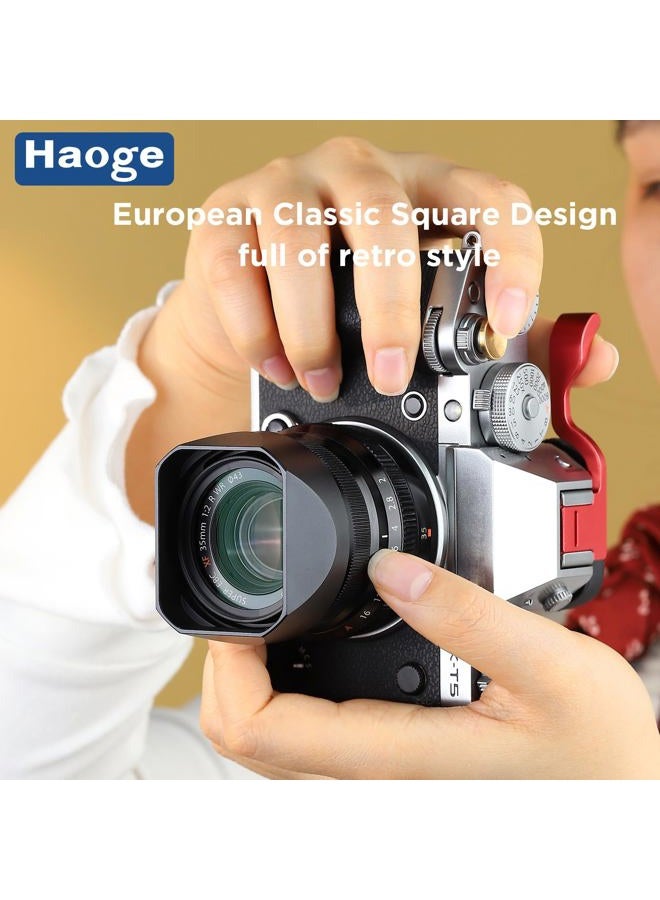Haoge Lens Hood Metal Square Bayonet for Fujifilm XF35mmF2 R WR, XF23mmF2 R WR XC 35mm F2, Fuji 35mm F2, 23mm F2 Lens Hood, with Metal Front Cap, Replaces Fujifilm LH-XF35-2 LH XF35 2 Hood Shade - Image 2