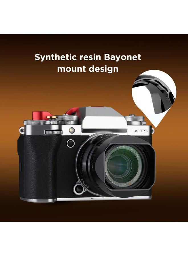 Haoge Lens Hood Metal Square Bayonet for Fujifilm XF35mmF2 R WR, XF23mmF2 R WR XC 35mm F2, Fuji 35mm F2, 23mm F2 Lens Hood, with Metal Front Cap, Replaces Fujifilm LH-XF35-2 LH XF35 2 Hood Shade - Image 3