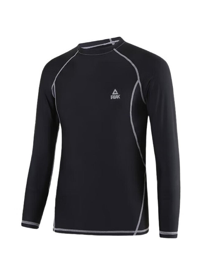 PEAK Men'S Long Sleeve Compression Shirt, Quick-Dry, Sweat-Wicking, High-Elasticity Fitness Training And Morning Run Top, Black, Fitness Xl - Image 1