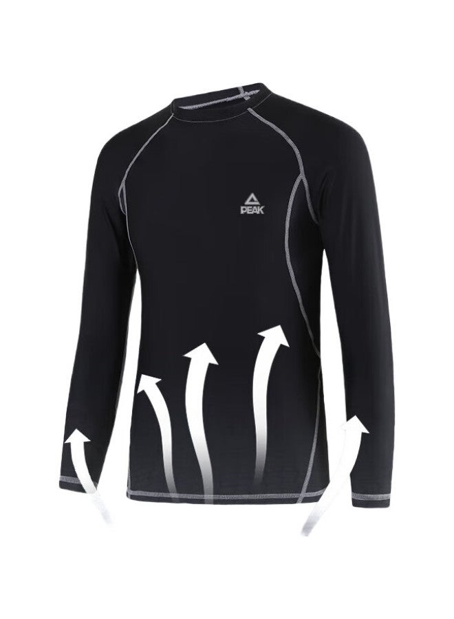 PEAK Men'S Long Sleeve Compression Shirt, Quick-Dry, Sweat-Wicking, High-Elasticity Fitness Training And Morning Run Top, Black, Fitness Xl - Image 3