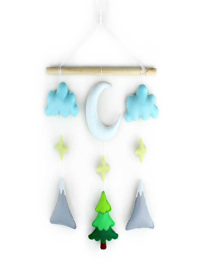 AGD Handmade Starry Moon Night Wall Hanging, Gender Neutral Nursery Decor, Baby Bedroom Decoration Item, Birthday, Diwali Gifts for Kids, Nature Inspired Baby Shower Decor, Mountains Trees Clouds