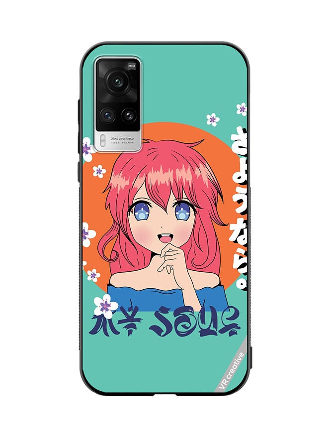 VR CREATIVE Protective Case Cover For Vivo X60 Pro Japanese Gril Text Means Good Bye Design Multicolour - Image 1
