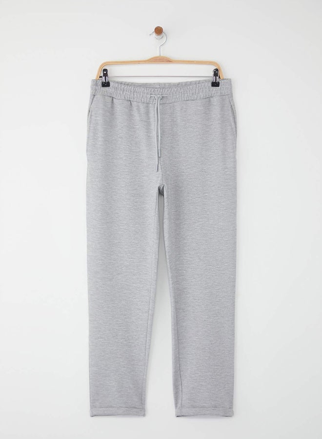 trendyol Light Grey Regular Fit Knitted Flexible Comfortable Waist Tie Elastic Double Leg Trousers - Image 5