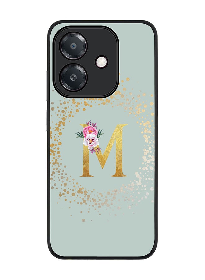 Stylizedd For Oppo A5i Case,Slim fit Camera Protection, Shockproof Thin Phone cover  - Custom Monogram Floral - M  (Light Grey )