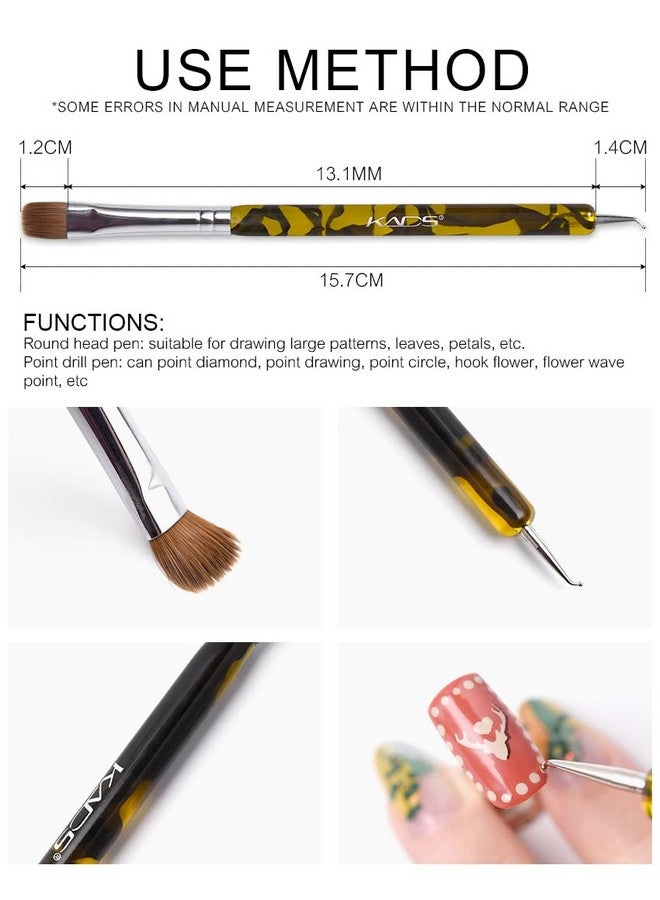 KADS 3Pcs/Set Kolinsky Sable Brush 2 Way Acrylic Professional French Nail Dotting Pen Manicure Clean-Up Brush - Image 3