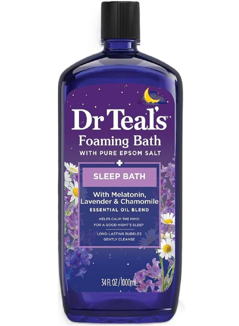 Dr Teal's Foaming Bath with Pure Epsom Salt with Melatonin, Lavender & Chamomile Essential Oils - 1000ml - Image 1