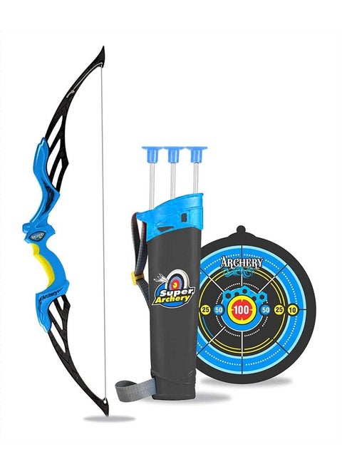 World Sports Super Archery Bow And Arrow Set With Dart Target Board, Colourful With 3 Suction Cup Tip Arrows