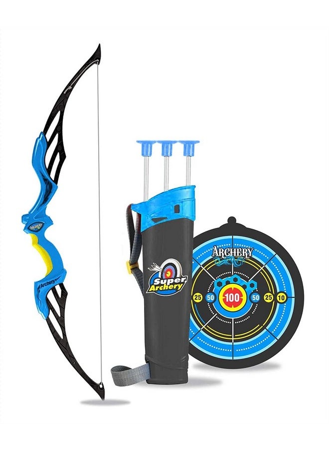 Cable World - World Sports Super Archery Bow And Arrow Set With Dart Target Board, Colourful With 3 Suction Cup Tip Arrows - Image 1