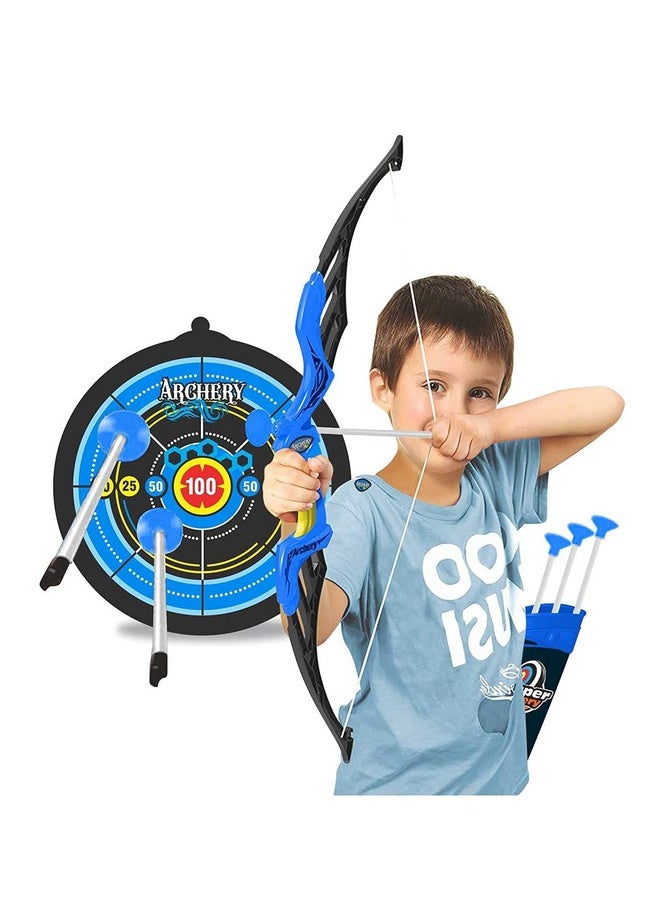 Cable World - World Sports Super Archery Bow And Arrow Set With Dart Target Board, Colourful With 3 Suction Cup Tip Arrows - Image 1