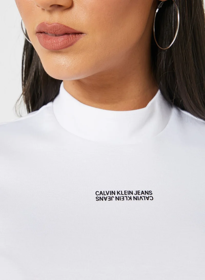 Calvin Klein Jeans High Neck Logo Crop T-Shirt
