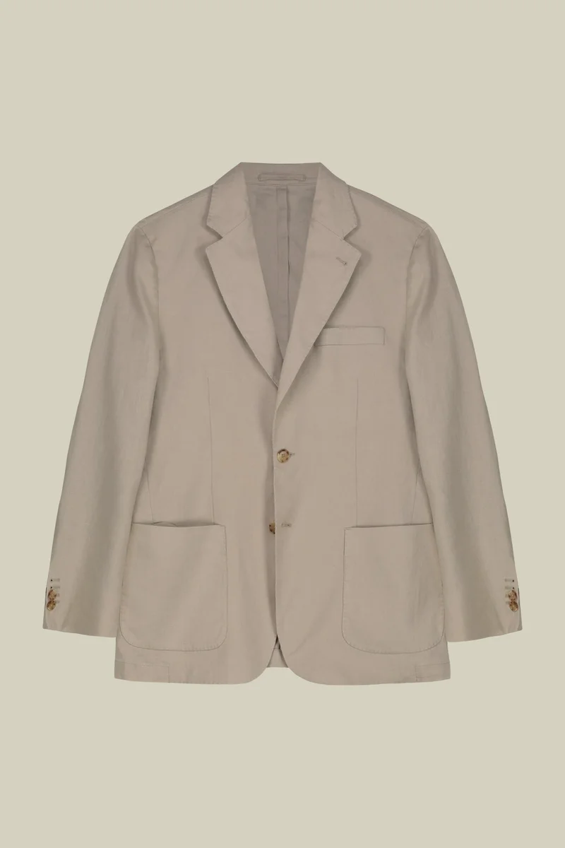 Doppelganger Brown Men's unlined single-breasted jacket with classic lapels and patch pockets - Beige for Men | Best Price UAE