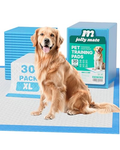 JollyMate 28x34 Dog Pee Pads Extra Large 30 Pack XLarge Super Absorbent Pet Pee Pads with Adhesive Tabs 6 Layers Thick LeakProof Potty Pads for Dogs and Puppies - Image 1