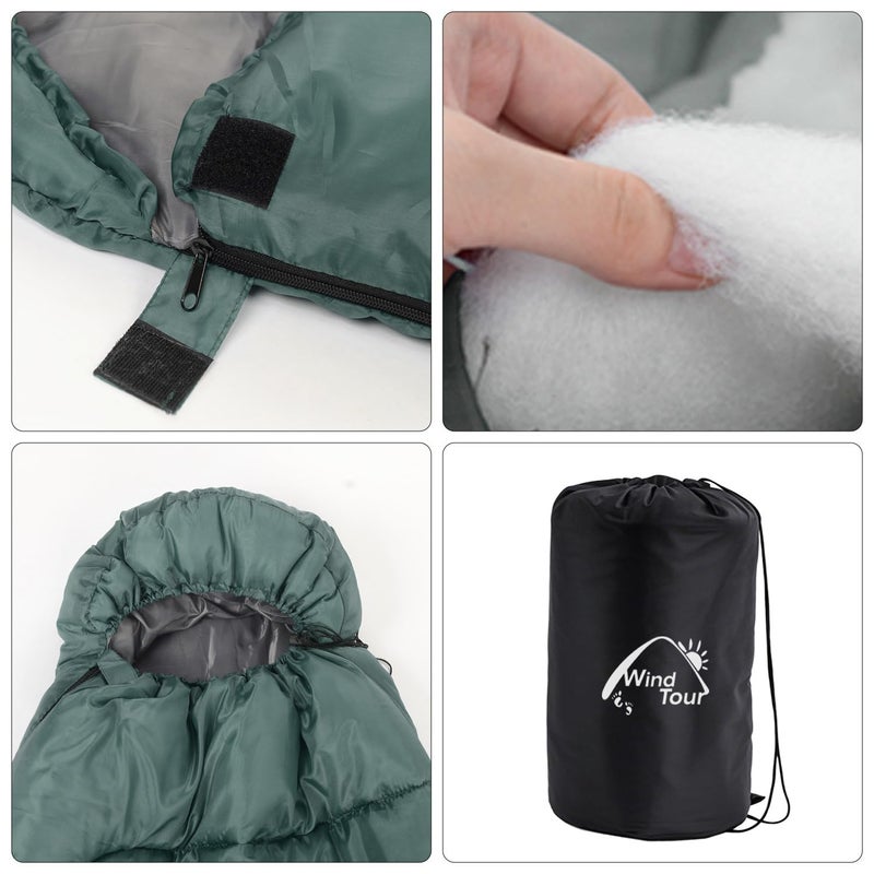 Wind Tour 3 Season Lightweight Waterproof Sleeping Bag Indoor & Outdoor for Hiking Backpacking Camping Traveling (2.2 lb | Green) - Image 4